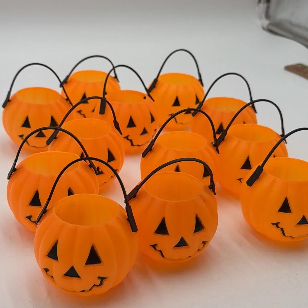 Blow Mold Mini  Jack-O-Lanterns Pumpkins Candy Container Vintage Lot Of 12